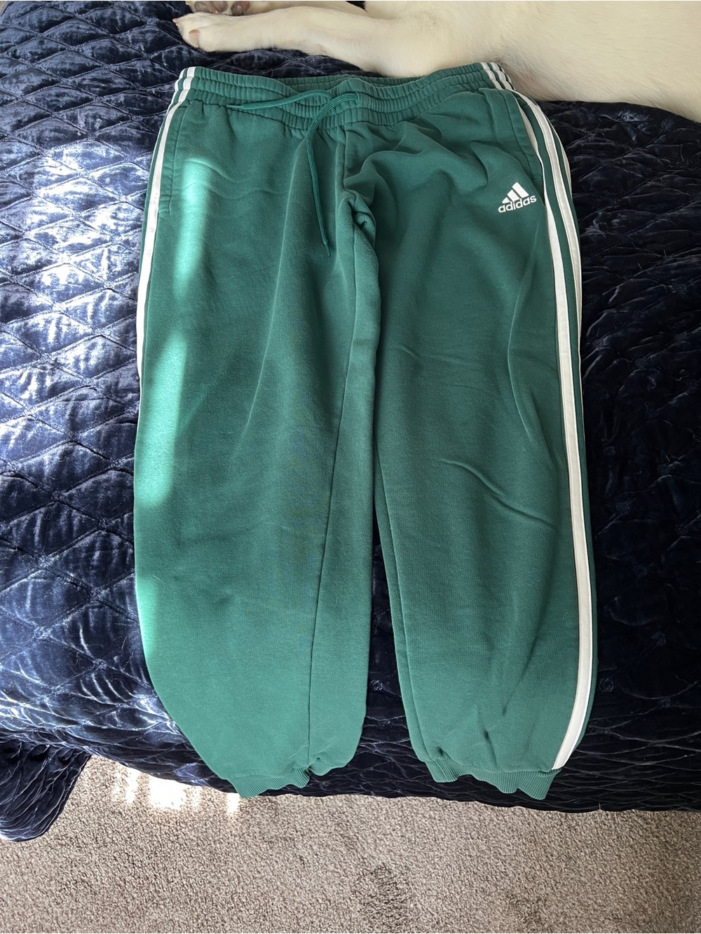 adidas Green Jogger Pants with White Side Stripes